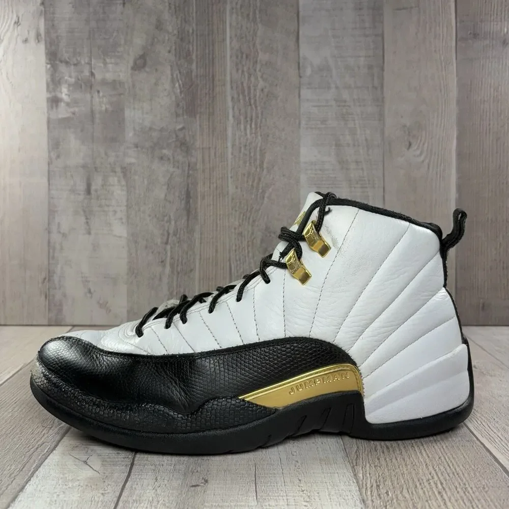 Air Jordan 12 Retro Royalty Taxi Men's Size 9.5 Sneakers Basketball White Black